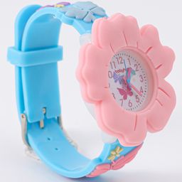 Babyhug Analog Watch With Butterfly & Flower Applique Free Size - Blue image 5