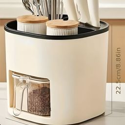 HOUSE OF QUIRK Beige & Black Regular Multi-Utility Organiser image 5