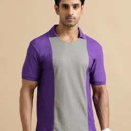 ECOLINE Clothing Men Antimicrobial Colourblocked Polo Collar T-shirt-image-65