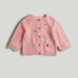 mothercare Girls Floral Embroidred Round Neck Long Sleeves Cardigan-picture-4