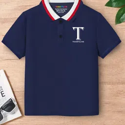 YK X Trampoline Boys Brand Logo Printed Polo Collar T-Shirt-image-26