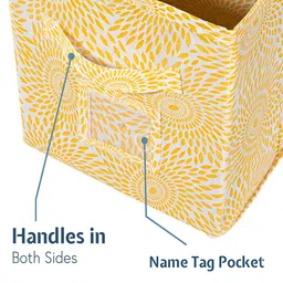 Kuber Industries Yellow & White 3 Pieces Printed Multi-Utility Organisers With Handle image 4