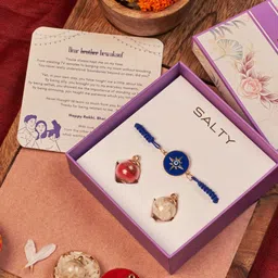 SALTY Set Of 4 Evil Eye Protector Rakhis With Greeting Card & Roli Chawal-10