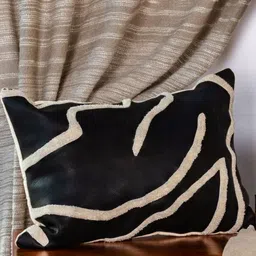 ALCOVE Black & Beige Abstract Textured Rectangle Cushion Cover-21