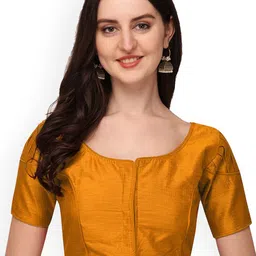 HERE&NOW Silk Round Neck Puff Sleeves Readymade Saree Blouse-picture-41