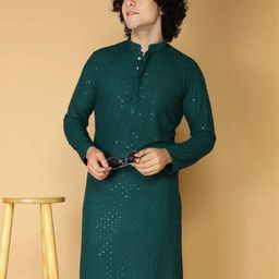 CHIRASVI Men Green Kurtas-image-59