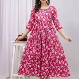 VARICOS Women Floral Printed Tiering Maternity Anarkali Kurta-23