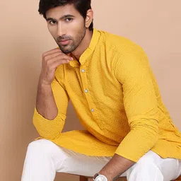 Anouk Men Geometric Embroidered Chikankari Kurta-picture-21
