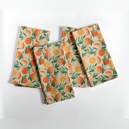 Vargottam 12 Piece Orange & Green Printed Cotton Table Napkins-31