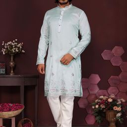 DVILLA Men Blue Cotton Kurtas-image-88
