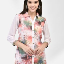 FUTURO Women Abstract Printed Shirt Collar Top-image-76