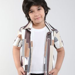 taffykids Boys Relaxed Fit Spread Collar Geometric Printed Casual Shirt-image-89
