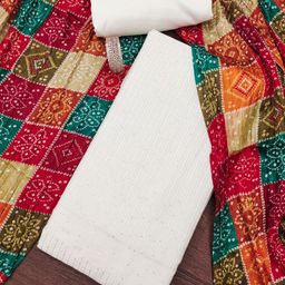 BlissFlair Striped Sequinned Chanderi Cotton Unstitched Dress Material-picture-1