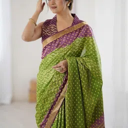 KALINI Bandhani Zari Pure Cotton Bandhani Saree-image-41