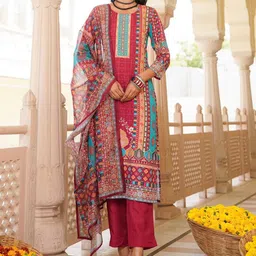 AHIKA Women Floral Printed Kurta with Trousers & Dupatta-image-75