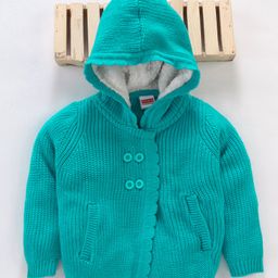 Babyhug Full Sleeves Hooded Sweater - Blue-image-28