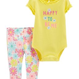 Carter's 2-Piece Floral Onesie with Pant Set - Yellow Blue-image-38
