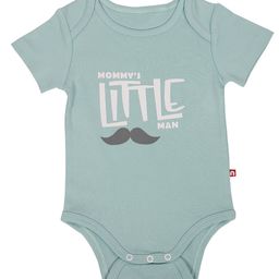 Nino Bambino Half Sleeves Mommy's Little Man Printed Onesie - Turquoise Blue-image-6