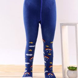 Cute Walk by Babyhug Antibacterial Footed Tights Rainbow Design - Blue-image-20