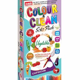 Ankit Toys Activity Colour and Clean Solo Pack Vegetables Reusable Jumbo Flash Cards Coloring Kit Set of 12 - Multicolour-11