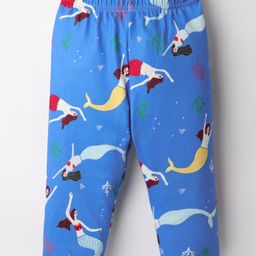 Kookie Kids Full Length Lounge Pant Mermaid Print - Blue-image-75