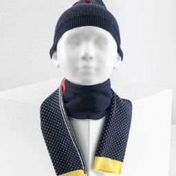 Babyhug Cotton Cap And Muffler Blue And Yellow - Cap Diameter 10 cm-image-2