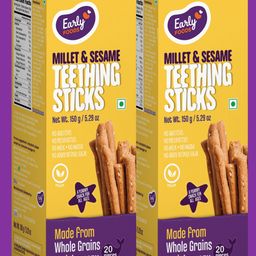Early Foods Millet & Sesame Jaggery Teething Sticks Combo, Natural Ingredients, No Preservatives - 300g Twin Pack-17
