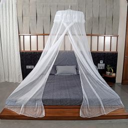 Classic Mosquito Net for Hanging Double Bed King Size Embroidery Machardani - White-image-3