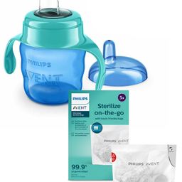 Avent Classic Spout Cup With Handles 200 ml & Microwave Sterilizing Bags Pack of 5 - White-24