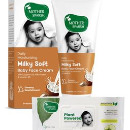 Mother Sparsh Daily Moisturizing Milky Soft Baby Face Cream - 50 g & Mother Sparsh Baby Plant Powered Natural Baby Wipes With Cucumber Extract - 60 Pieces-image-49