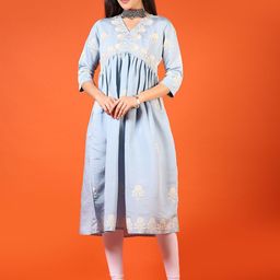 LIMEROAD Women Floral Printed Thread Work Kurta-image-9