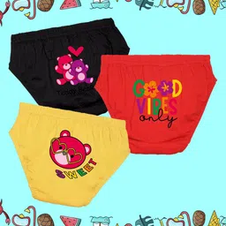NUSYL Girl Pack Of 3 Printed Cotton Basic Briefs NUGCBRFPO3.0036-17