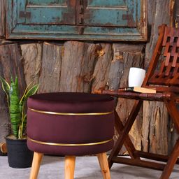 Shadowkart Purple Wooden Round Shaped Ottomans-image-33