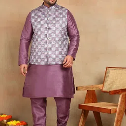 Sztori Printed Brocade Mandarin Collar Neck Nehru Jacket-18