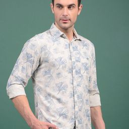 Crimsoune Club Men Classic Fit Floral Printed Spread Collar Cotton Casual Shirt-image-50