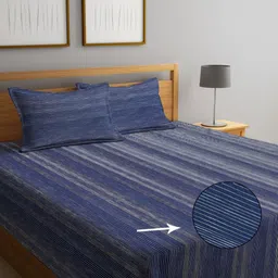 Myntra Elegant Homes Blue & White Striped Cotton Double King Bed Cover-image-8