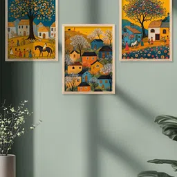 Kotart Brown & Yellow 3 Piece Wooden Floral & Botanical Wall Arts-picture-47
