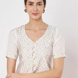 studio rasa Printed Button Down Saree Blouse-16