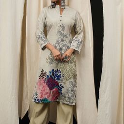 Anouk Floral Printed Mandarin Collar Kurta With Trousers-picture-35