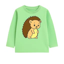 GCYX Boys Green Graphic Printed Full Sleeve Cotton Casual Tshirt-picture-0