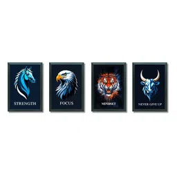 Aisha Decorz Black Set of 4 Motivational Animal Wall Art-picture-29