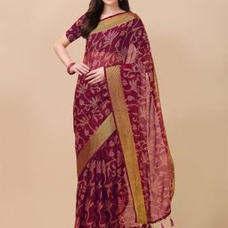 HERE&NOW Ethnic Motifs Printed Beads and Stones Saree-image-39