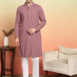 SWAGG INDIA Men Ethnic Motifs Embroidered Thread Work Kurta-picture-8