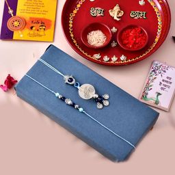 CraftVatika 5-Pcs Pooja Thali With Greeting Card & Roli Chawal Rakhi Gift Set-image-77