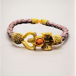 Divine souvenirs Gold Leather Bracelet-image-72