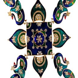 Kala Samarpan Green & Blue Meenakari Foldable Rangoli With Centerpiece-picture-47