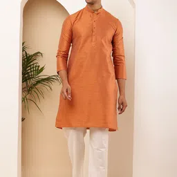 MULTI SHADES Men Striped Thread Work Pastels Kurta-image-78