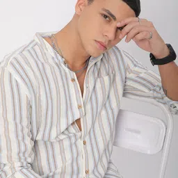 VASTRADO Men Classic Slim Fit Multi Stripes Opaque Striped Casual Shirt-image-55