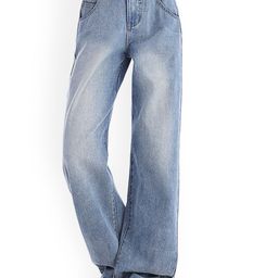 LULU & SKY Women Wide Leg High-Rise Mildly Distressed Heavy Fade Jeans-picture-9