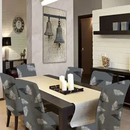 Bajo's Grey & White 6 Pieces Printed Super Stretchable Chair Covers-image-86